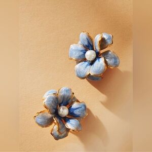 Anthropologie the pink Reef hand painted floral post Earring